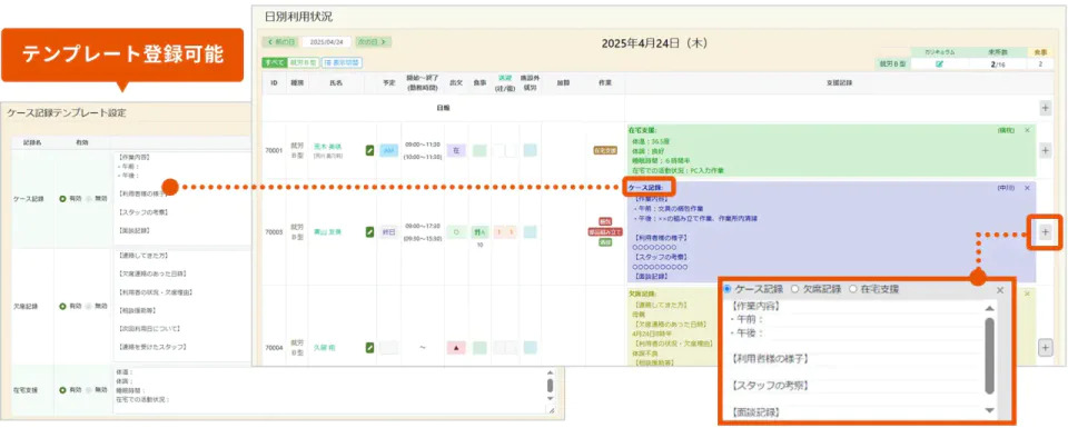 支援記録作成イメージ