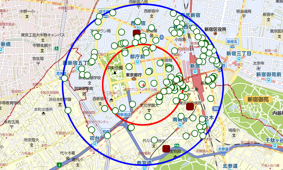 競合医院との位置関係